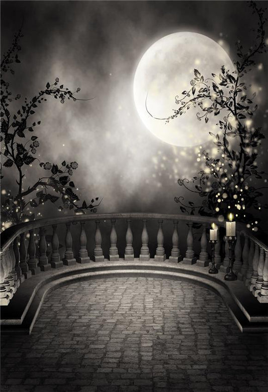 Toile de fond d'Halloween de plante noire de lune lumineuse brillante magique