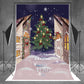 Toile de fond décors de maison de brique de dessin animé d'arbre de Noël pour le nouvel an