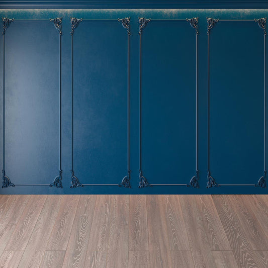 Toile de fond décors de photo de plancher de bois de mur bleu royal pour la mariage
