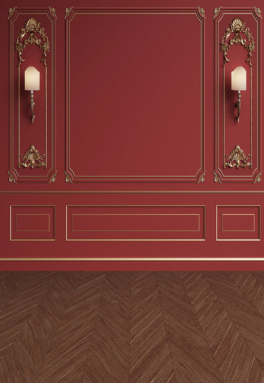 Toile de fond de mur de texture d'or rouge plancher de bois brun décors de photo de mariage