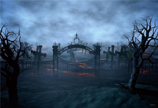 Toile de fond décors d'Halloween de cimetière de nuages sombres