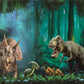 Toile de fond décoration d'anniversaire de Tyrannosaurus Rex de forêt antique