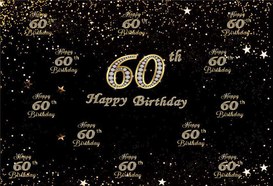 Toile de fond d'étoile d'or de joyeux anniversaire de diamant du 60e pour la fête