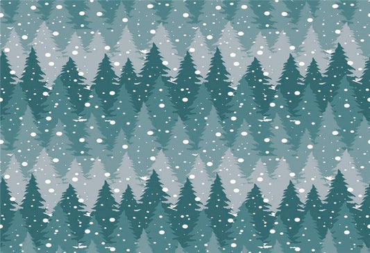 Toile de fond de forêt de pins de flocon de neige pour l'hiver