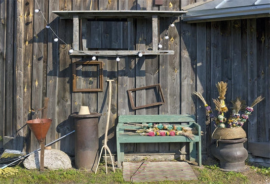 Toile de fond décors de porte de grange en bois gris