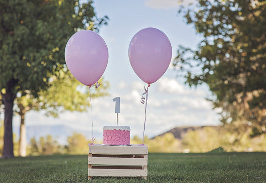 Toile de fond de 1er anniversaire rose décors extérieurs pour le photo bébé