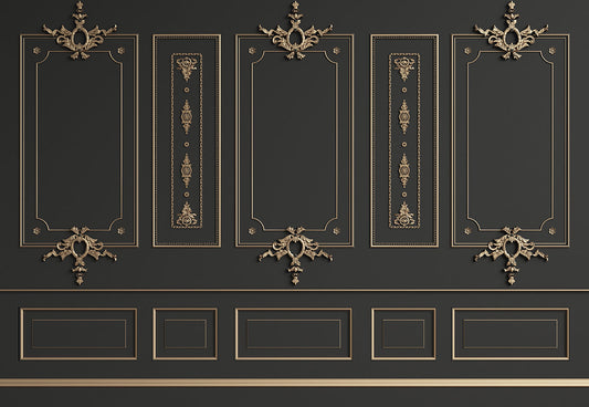 Toile de fond décors de photomaton noir de mariage de studio de mur de bord d'or
