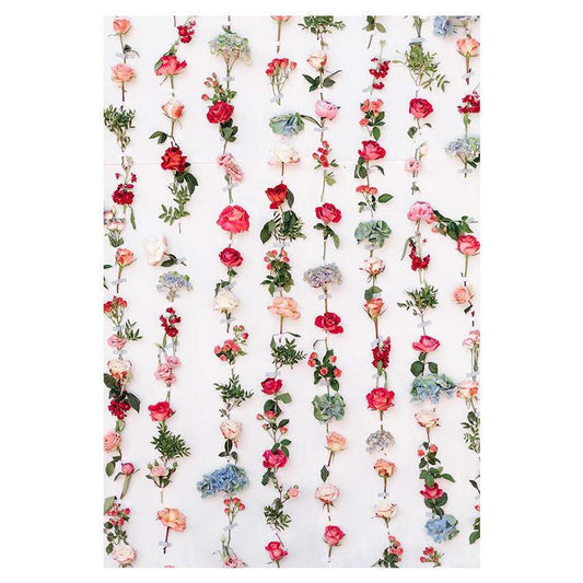 Toile de fond de rideau de fleurs coloré imprimé de fleurs pour la photographie