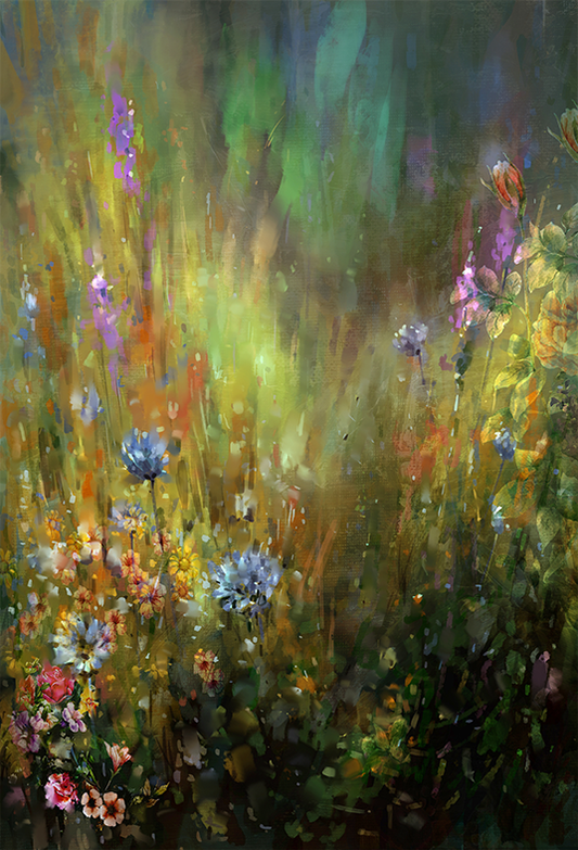 Toile de fond de peinture de paysage de fleurs colorées abstraite pour le studio photo SBH0037