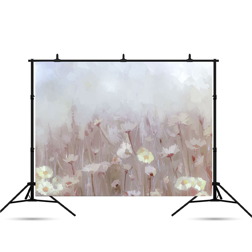 Toile de fond abstraitee numérique champ de fleurs grises pour le studio photo SBH0056
