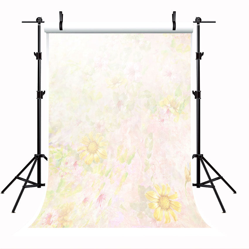 Toile de fond de studio de photo d'aquarelle de fond de fleur jaune pour le photographie SBH0060
