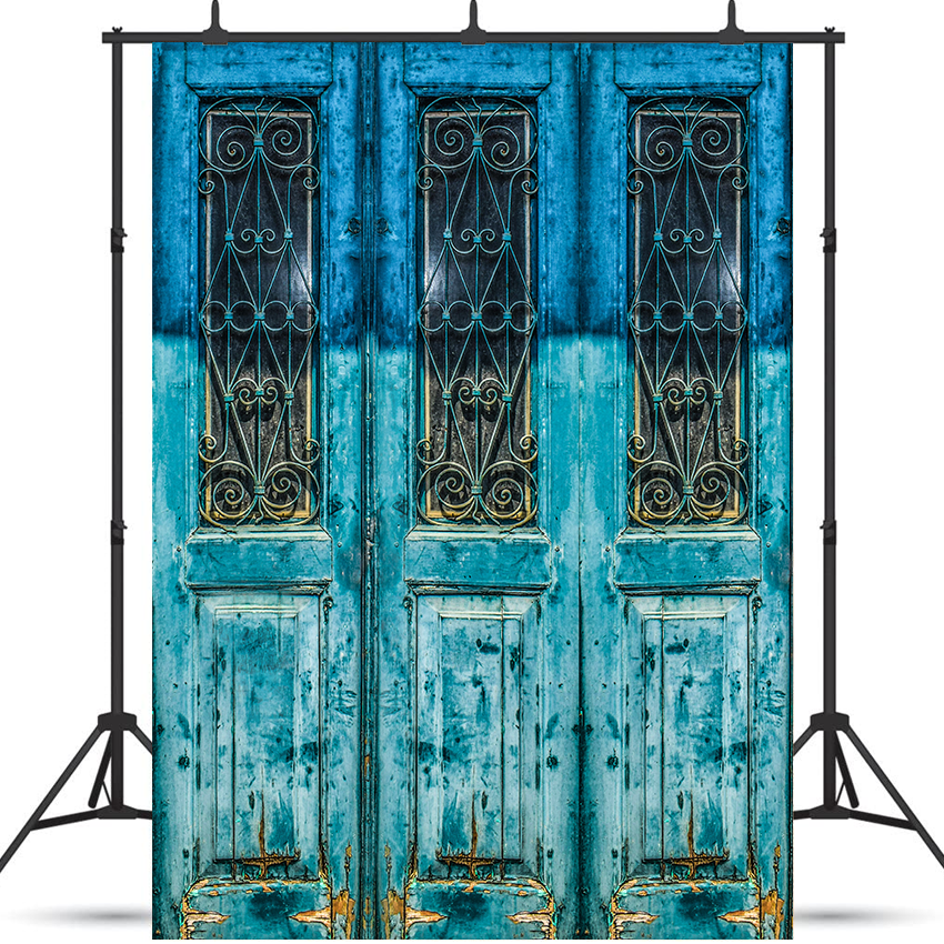 Toile de fond de porte bleue patinée antique pour photo SBH0438