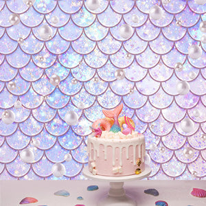 Toile de fond violet sirène pour anniversaire pour la fête d'anniversaire de bébé