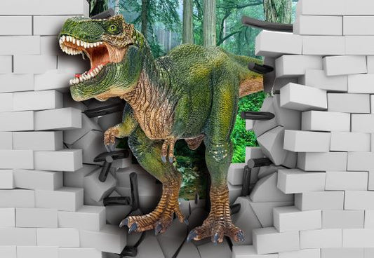 Toile de fond de Jurassic Park blanc brique jungle animaux photographie pour enfants TKH1828