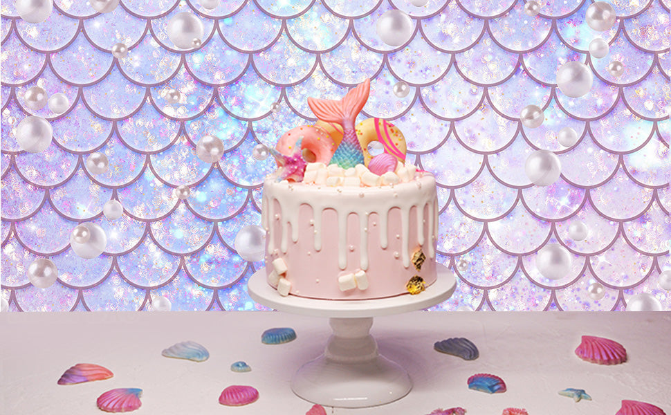 Toile de fond violet sirène pour anniversaire pour la fête d'anniversaire de bébé