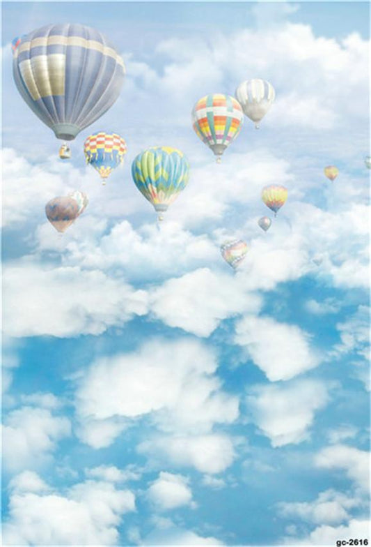 Toile de fond de photo de ciel de ballon à air chaud pour le décor photo de bébé