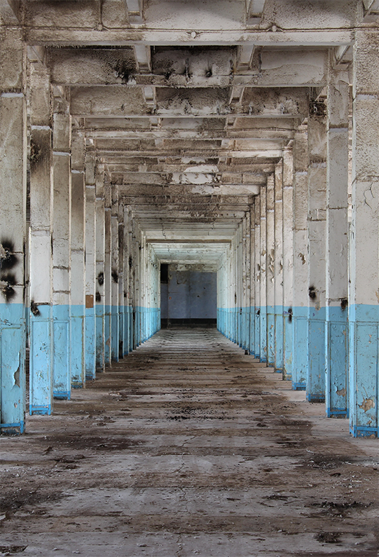 Toile de fond de photographie de salle d'usine abandonnée SBH0198