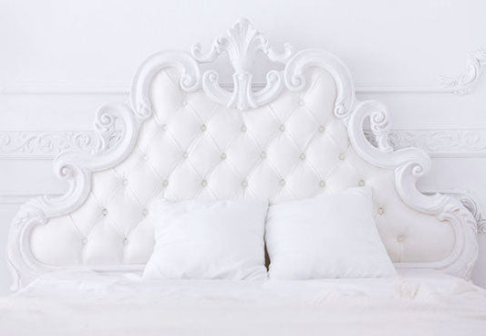 Toile de fond décors de décoration de chambre de tête de lit blanche