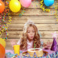 Toile de fond de coloré ballon banderoles bois photographie photo fond pour joyeux anniversaire fête