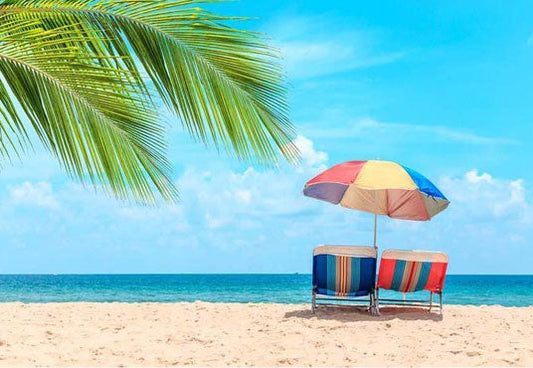 Toile de fond de paysage de ciel bleu de plage de soleil de mer pour la photographie de thème de bord de mer d'été