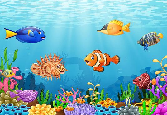 Toile de fond de monde sous-marin photo dessin animé poisson photographie bleu photo KH12811