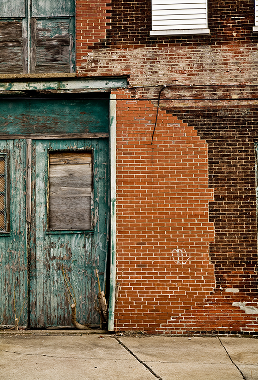 Toile de fond de grunge de mur de briques de porte verte pour la photographie SBH0222