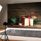 Toile de fond décors de Noël en bois brun foncé