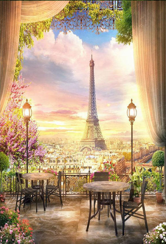 Toile de fond de saison printanière belle vue sur la Tour Eiffel Toile de fond pour la photographie