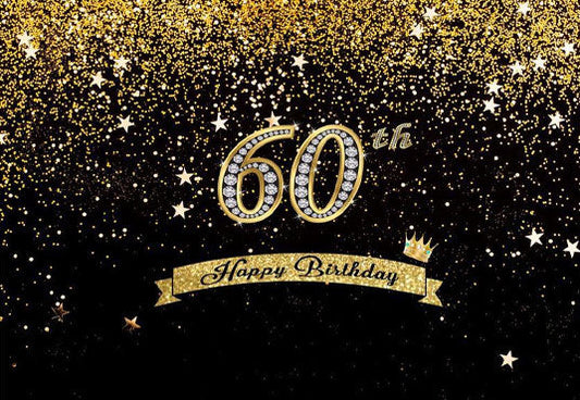 Toile de fond joyeux anniversaire 60e étoiles brillantes d'or