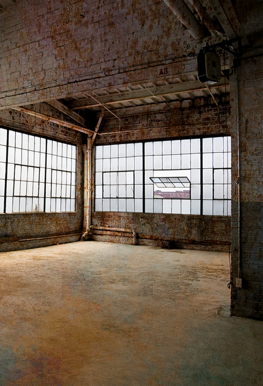 Toile de fond de vieilles fenêtres en verre de photographie d'usine abandonnée SBH0200