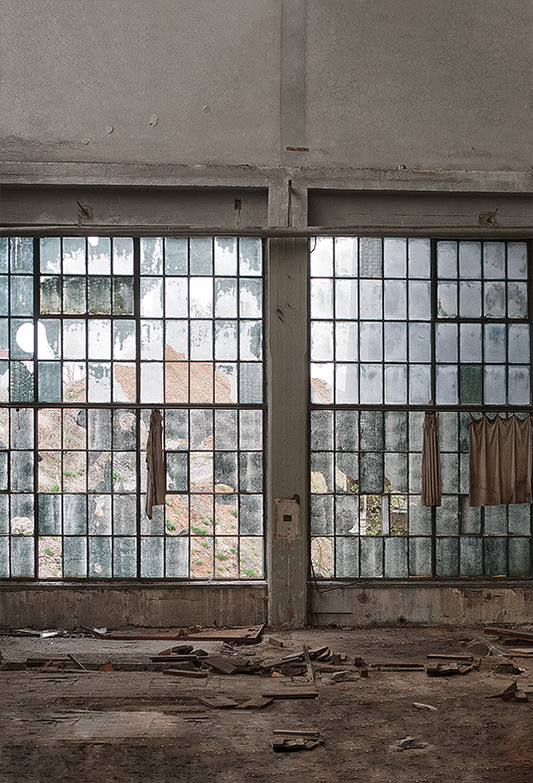 Toile de fond de photographie d'usine de hall d'atelier de grandes fenêtres SBH0199
