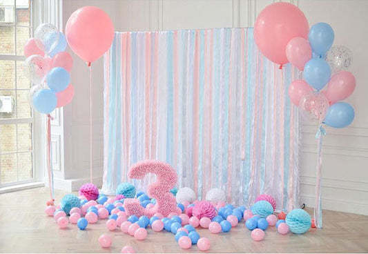 Toile de fond de photographie de ballons colorés pour célébrer 3ème anniversaire de bébé