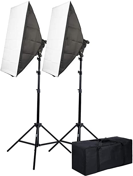 2 pièces Boîte à lumière de photographie Kit d'éclairage doux 20''x28'' avec sac de transport