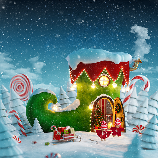Toile de fond de maison de fée incroyable décorée de photographie de Noël SBH0247