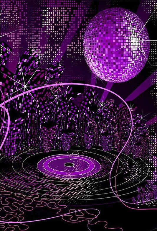 Toile de fond décors de boule de paillettes violettes de scène fond de photographie d'univers onirique
