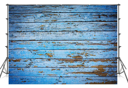 Toile de fond de photo de planches de bois rustique minable bleu KH03738