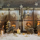 Toile de fond décors de flocon de neige de bougie de fenêtre en bois gris de Noël