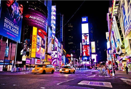Toile de fond de Times Square à New York gratte-ciel nuit panneau d'affichage rue LED signes photographie architecture urbaine