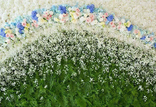 Toile de fond de fleurs blanches feuilles vertes de mariée florale pour la décoration de mariage enfants enfants photographie