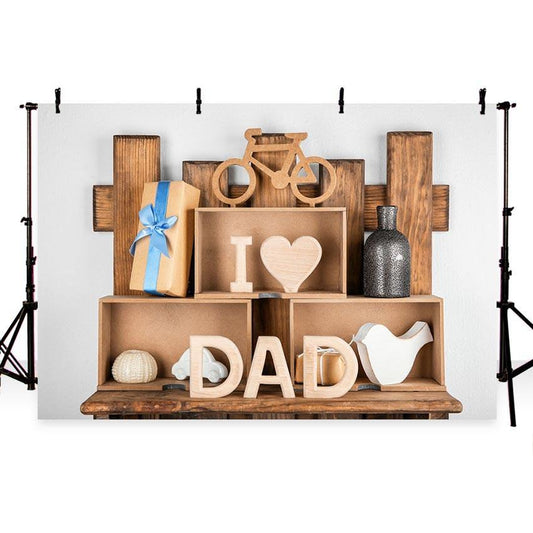 I Love Dad Wood Backdrop Happy Father's Day Photography Background