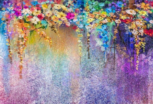 Toile de fond de fleur voyante fleurs colorées aquarelle mur photographie fond