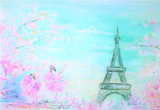 Toile de fond décors d'anniversaire de Paris floral rose pour les accessoires de photomaton