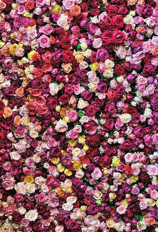 Toile de fond de mur de fleurs colorées pour la photographie de mariage