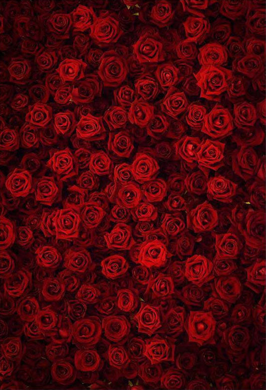 Toile de fond de mur de roses rouges pour la photographie de mariage