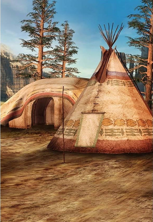Toile de fond de tente de camping marron de photographie de forêt d'été