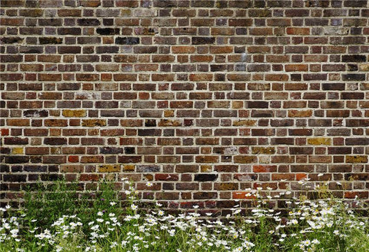 Toile de fond de mur de briques vintage fleurs blanches décors de printemps pour la photographie