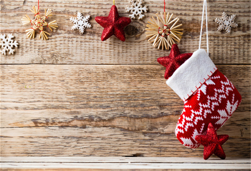 Toile de fond de chaussettes en bois décors de photo de Noël