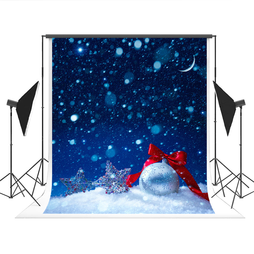 Toile de fond de flocon cloche d'argent de neige de photographie de Noël