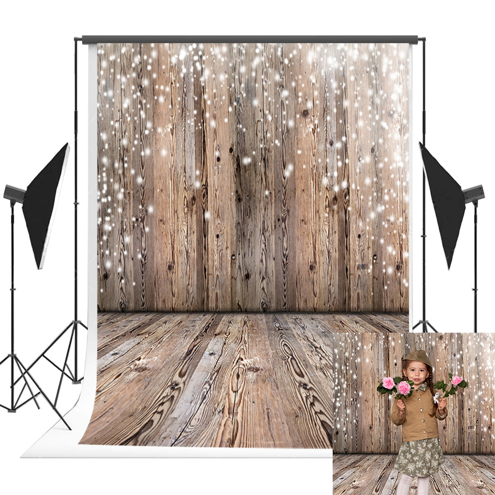 Toile de fond vintage fond bois paillettes numérique décors pour la photographie K15613