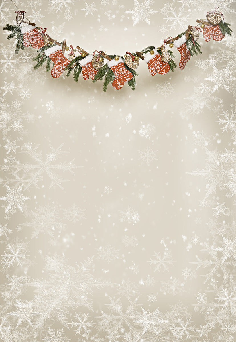 Toile de fond de flocon de neige chaussettes de Noël décors de photographie pour les photos